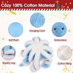 DENTRUN Purple 24-inch octopus plush shown beside books for cozy reading