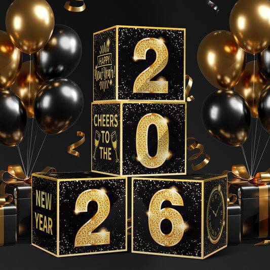 Denylo Pro 2026 balloon box set with black and gold accents for year-end decor