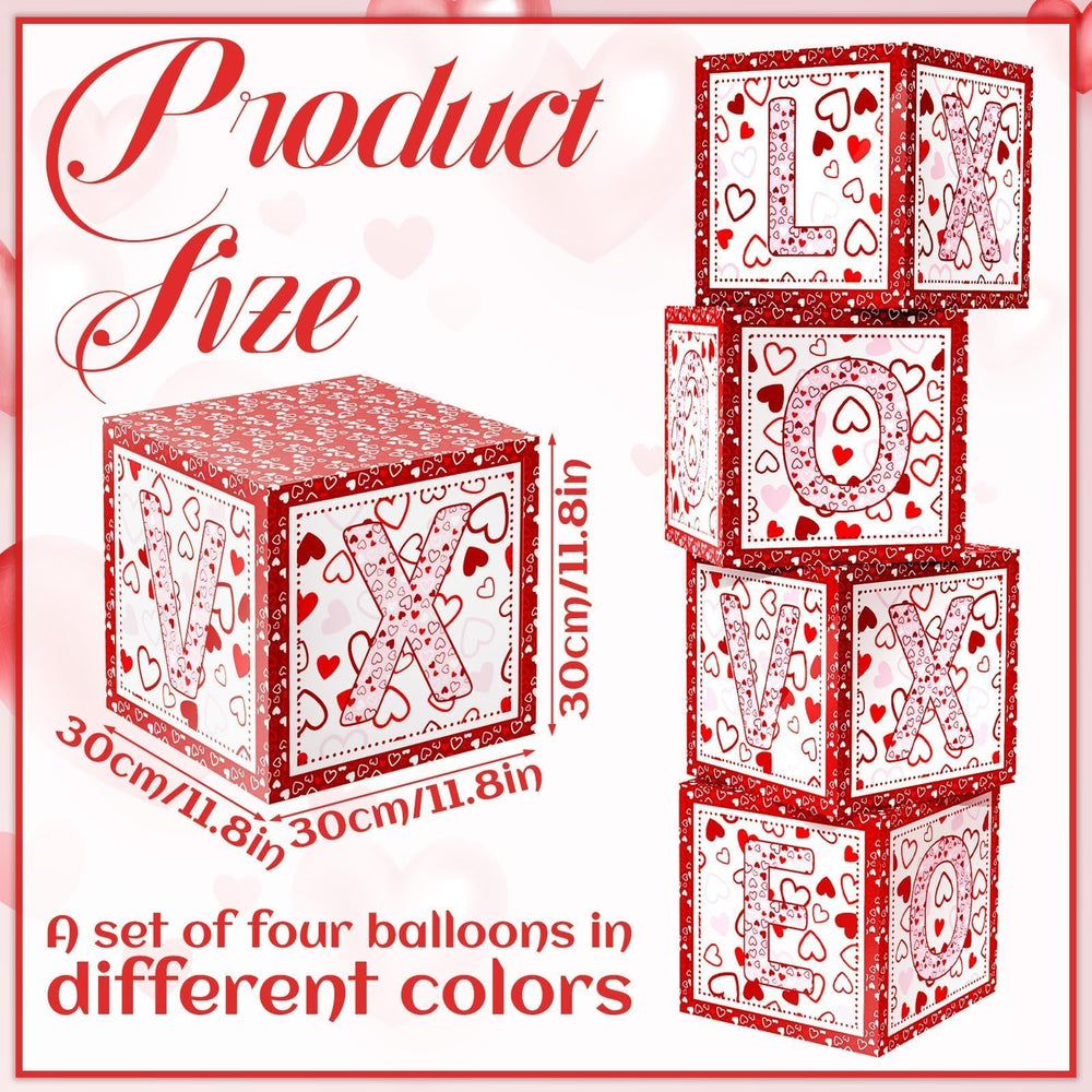 Denylo Pro valentines balloon box heart-pattern pink, ideal for romantic celebrations and classroom decorations.