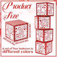 Denylo Pro valentines balloon box heart-pattern pink, ideal for romantic celebrations and classroom decorations.