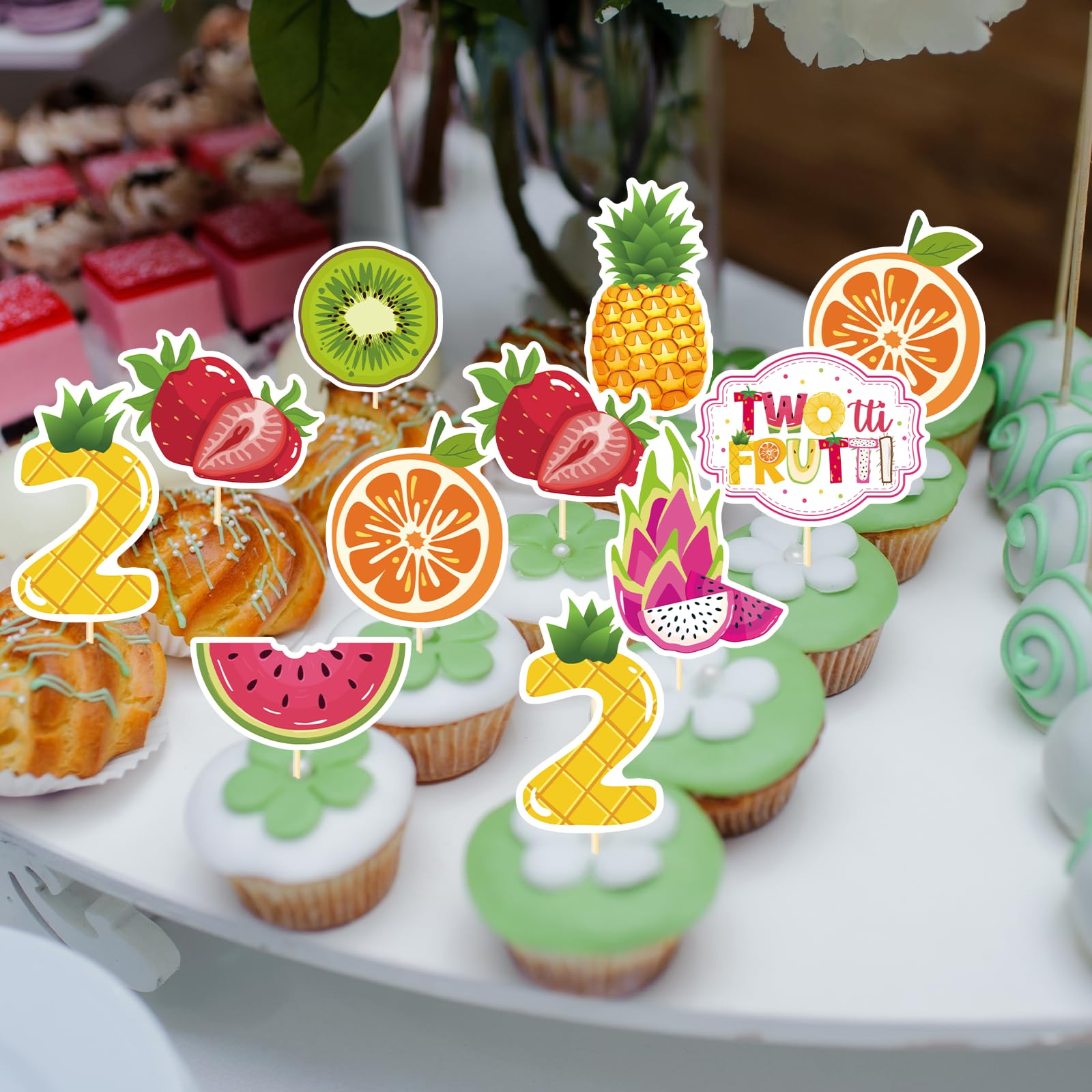 Deorfuy Twotti Fruity toppers suited for 2nd birthday celebrations.
