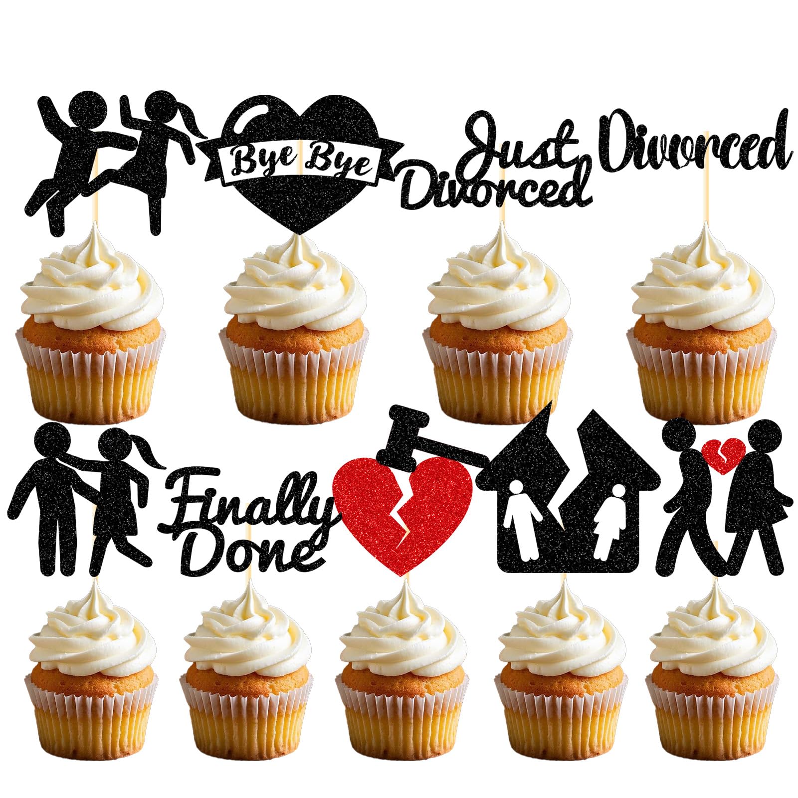 Deorfuy divorce cupcake toppers with nine designs add playful flair to celebrations