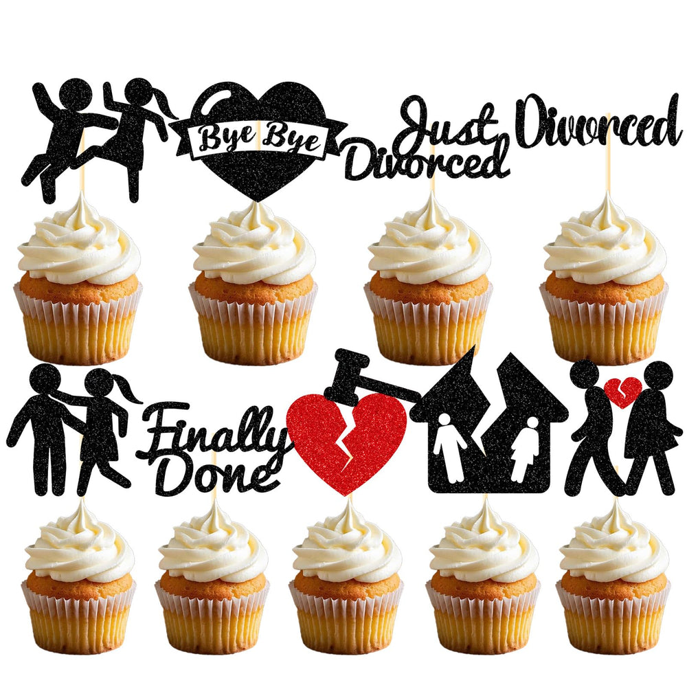 Deorfuy divorce cupcake toppers with nine designs add playful flair to celebrations
