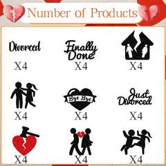 Deorfuy divorce party toppers with broken-heart designs add a bold vibe to ceremonies