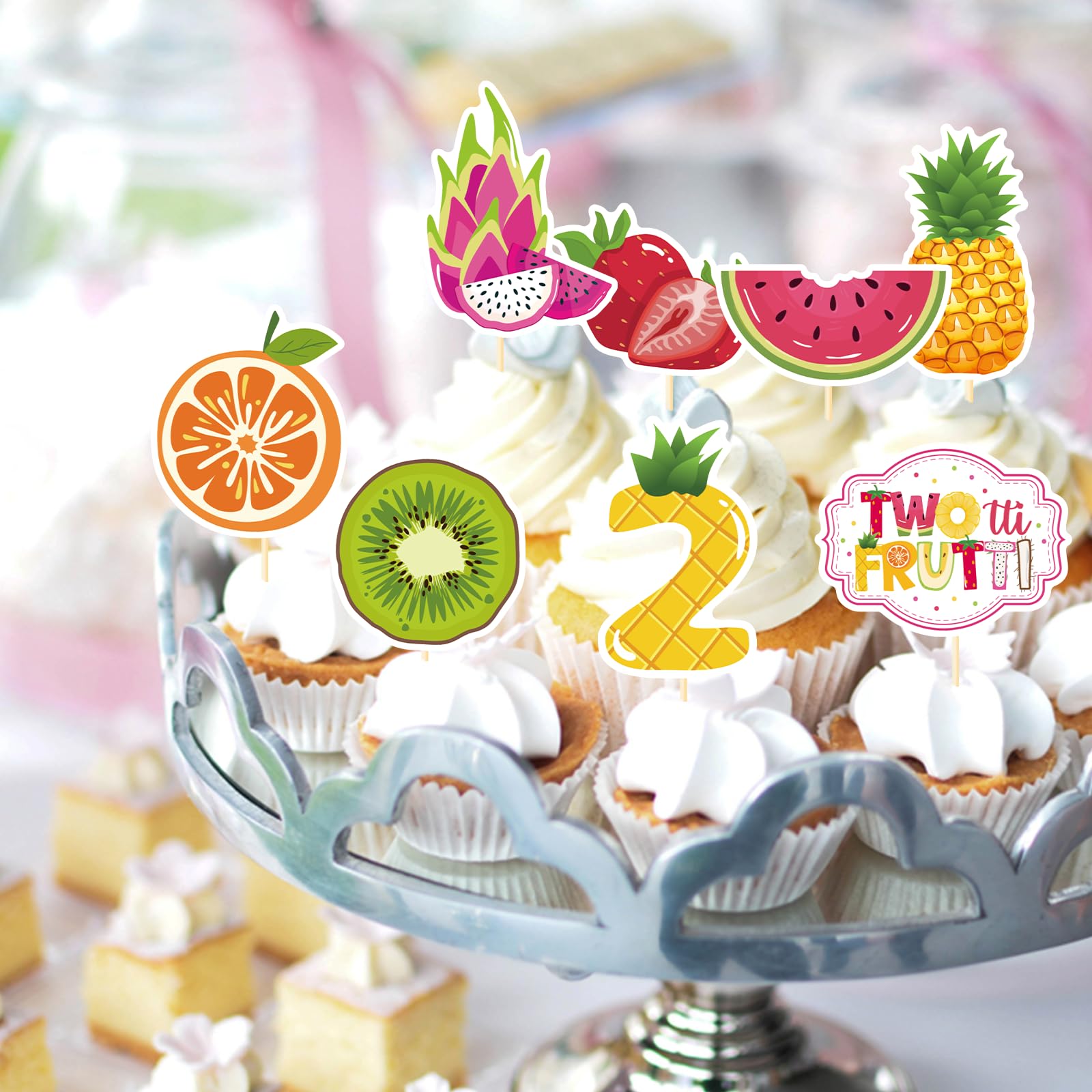 Deorfuy Twotti Fruity toppers with colorful fruit patterns brighten parties.