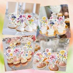 Deorfuy Wildflower cupcake toppers for baby showers and celebrations