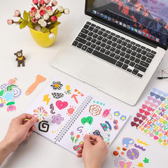 Deqing Warm sticker collection organized by category on display.
