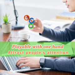 Dermasy fidget ring on desk for discreet stress relief during work.