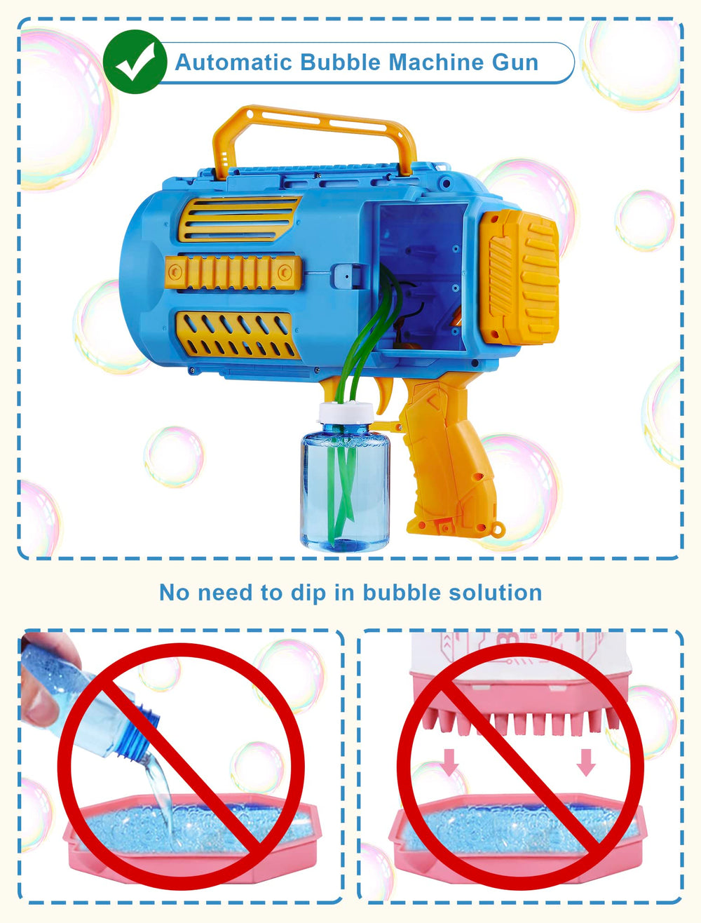 Deserthome safe ABS plastic bubble blaster ideal for kids.