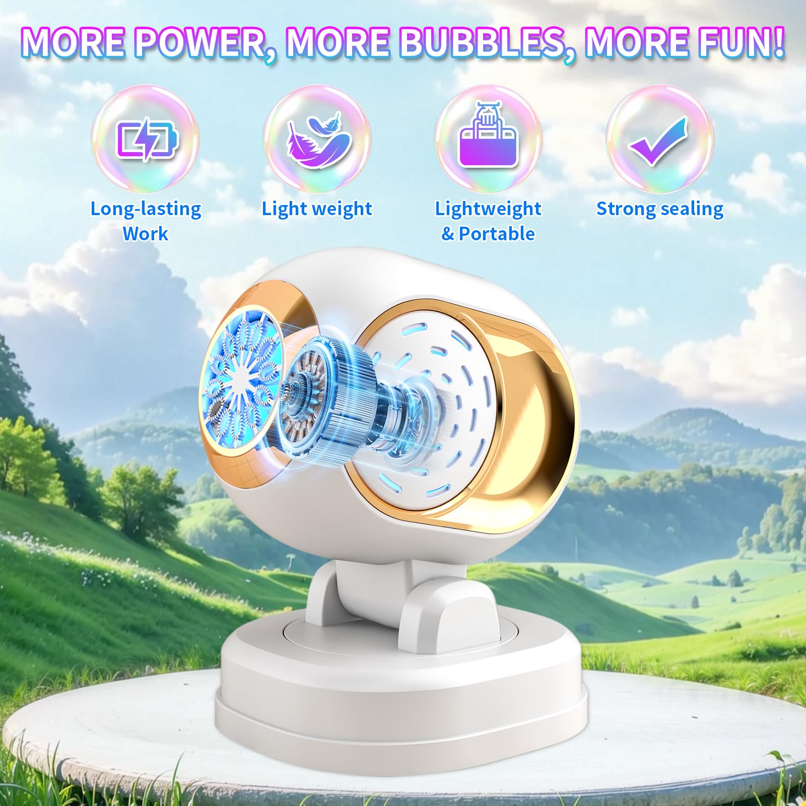 Bubble solution bottles included for quick setup and play.