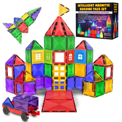 Desire Deluxe magnetic tiles castle design for imaginative play and structural creativity.
