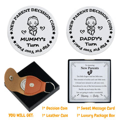 DESKINATOR poem card and premium leather pouch—adds heartfelt style to a new parent gift.