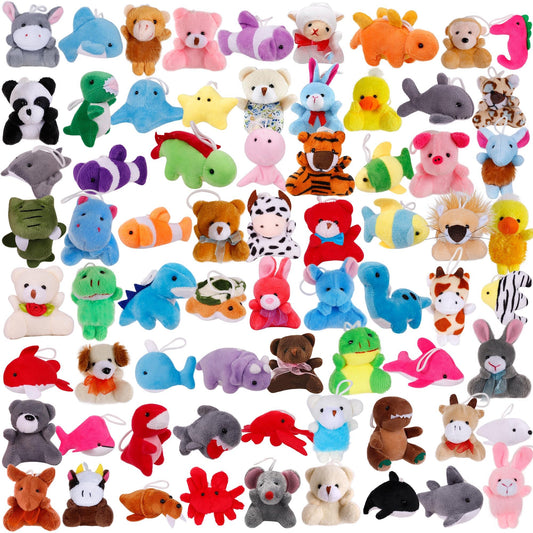 Destlife 56 pack small stuffed animals bulk: vibrant plush assortment for gifting and prizes.