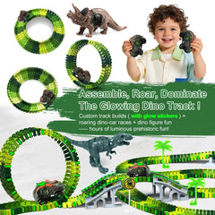 Desuccus two dinosaur cars for fast-paced dinosaur adventures on track.