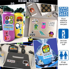 DETICKERS 50-piece gamer sticker set suitable for gifts and party favors.
