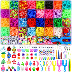 DEVA STASH 2800+ loom bands in a rainbow palette for kids crafts