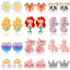 DEVIENG clip-on earrings crown design for kids, gentle and hypoallergenic.