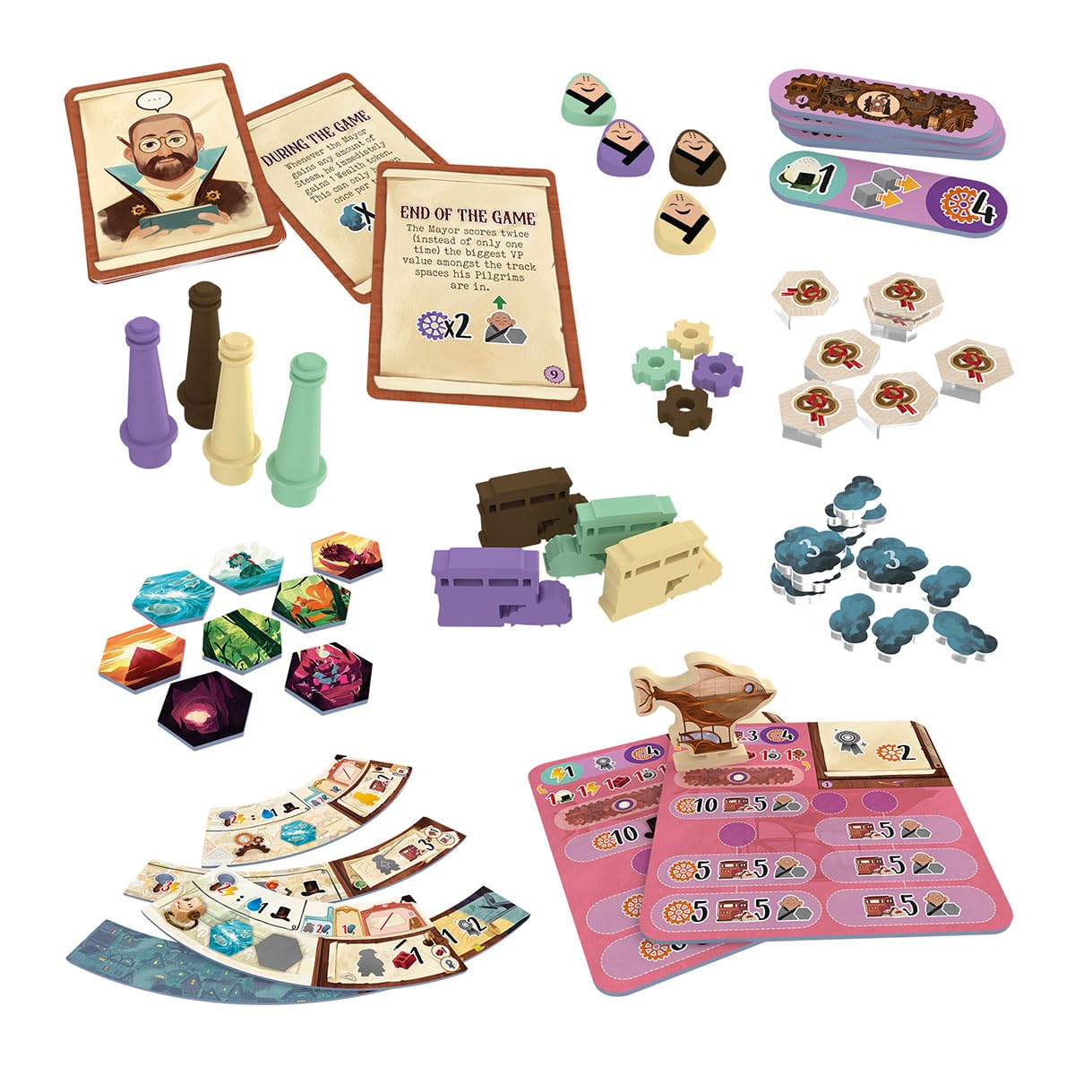 Devir Daitoshi player mats and cubes highlight strategic planning and competitive decisions