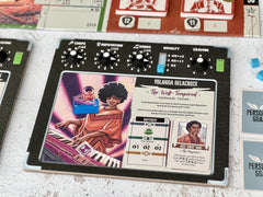 Devir Rock Hard 1977 month-calendar nine-round tracker framing the game's timeline.