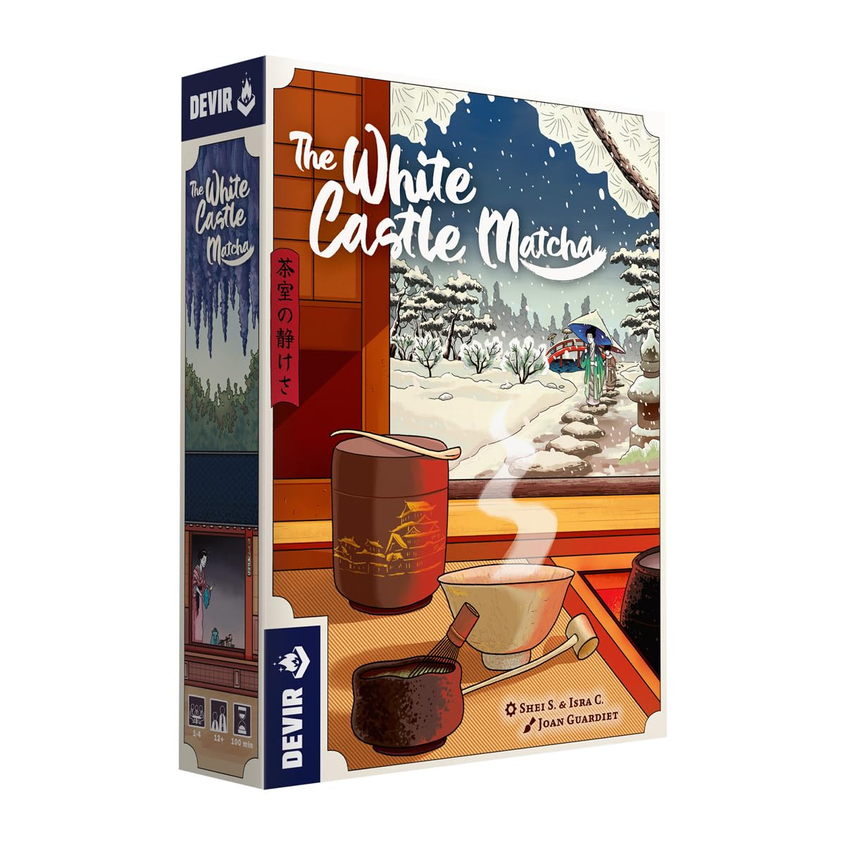 Devir The White Castle Matcha expansion tea house board showing new actions and variety