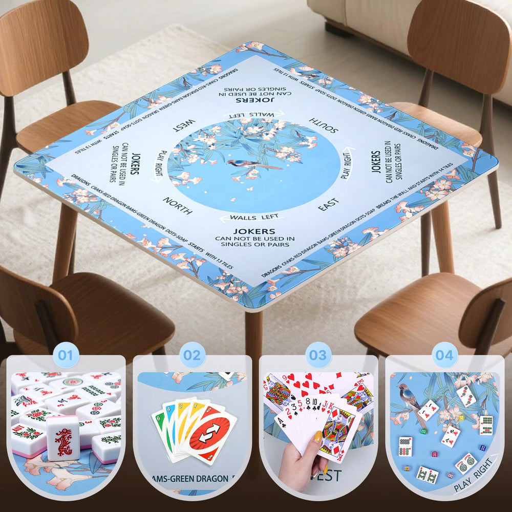 DEVPNR Mahjong Mat elegant floral design enhances table ambiance