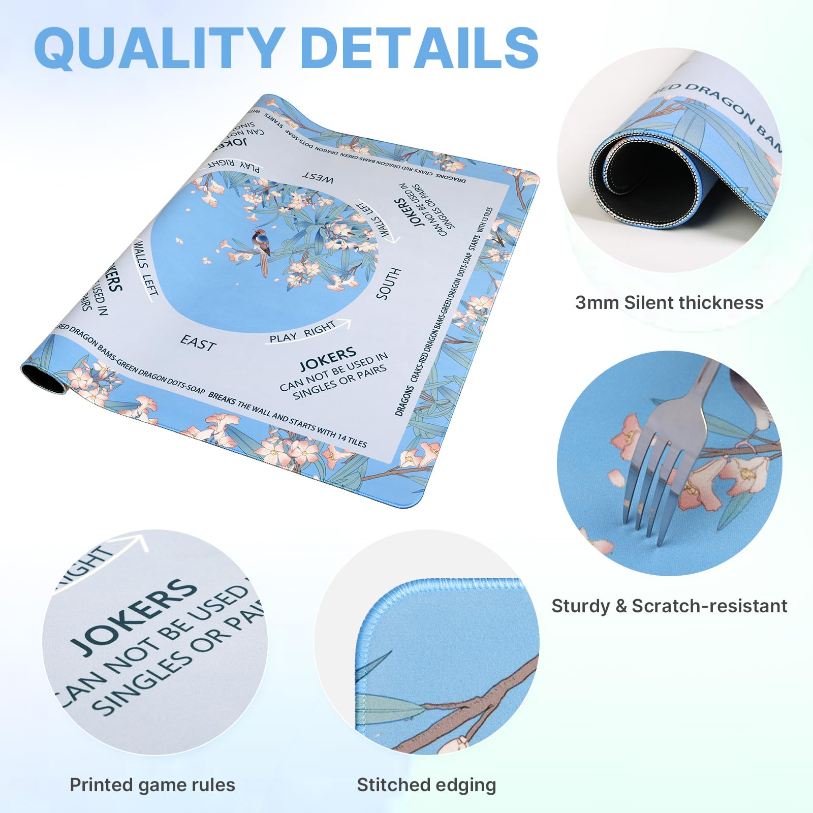 DEVPNR Mahjong Mat featuring noise reduction for peaceful game nights
