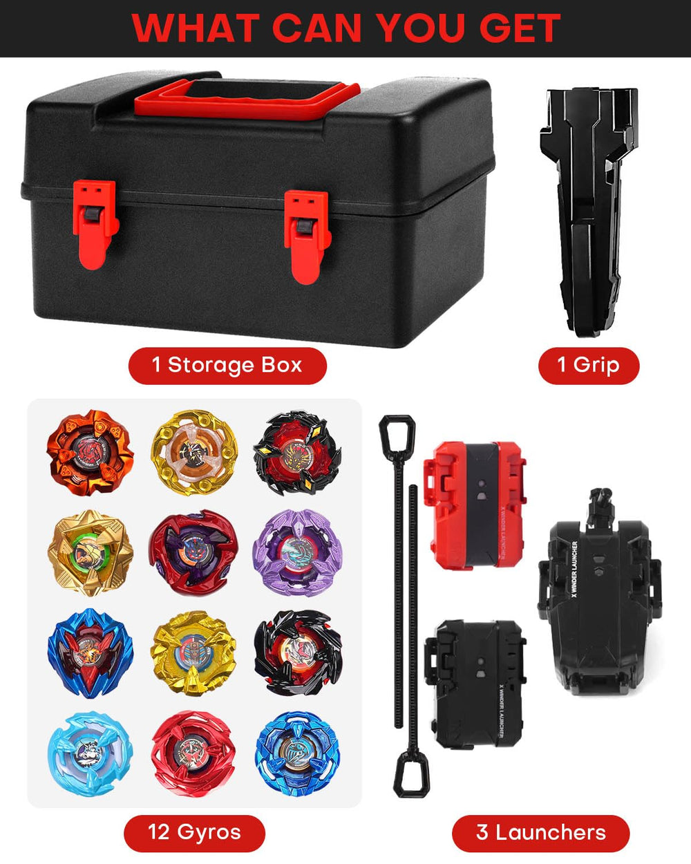 DEZAWRTY Gyro X Set shows two ripcord launchers for quick battles and practice.