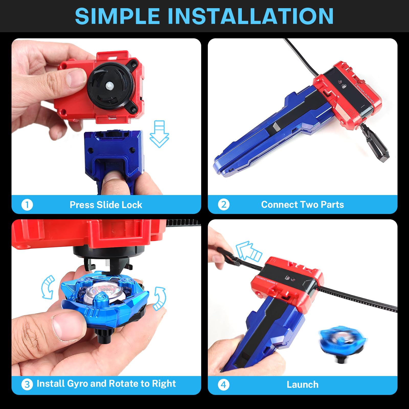 DEZAWRTY grip with tops stored in the portable box for on-the-go battles.