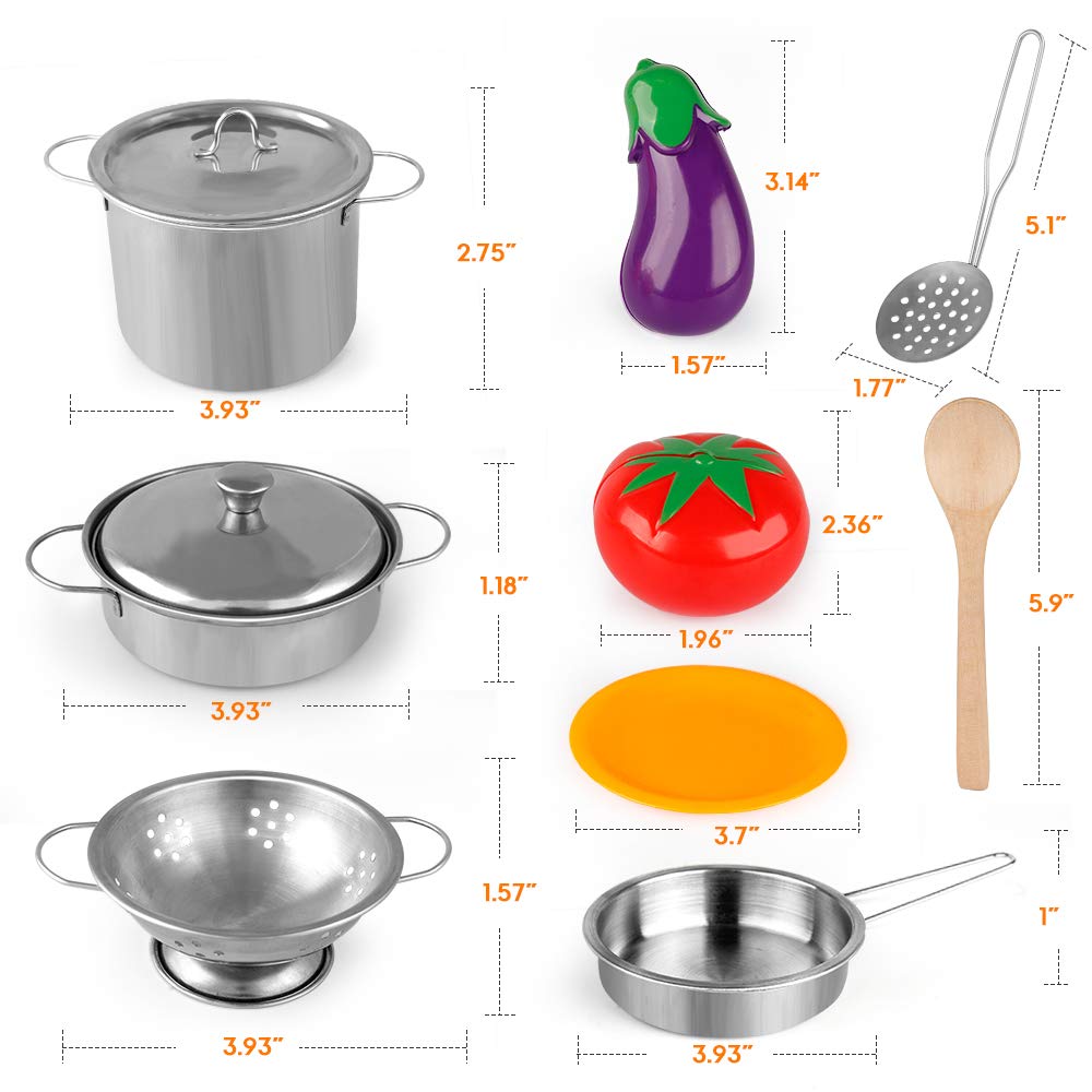 D-FantiX child playing pretend cooking with cookware set