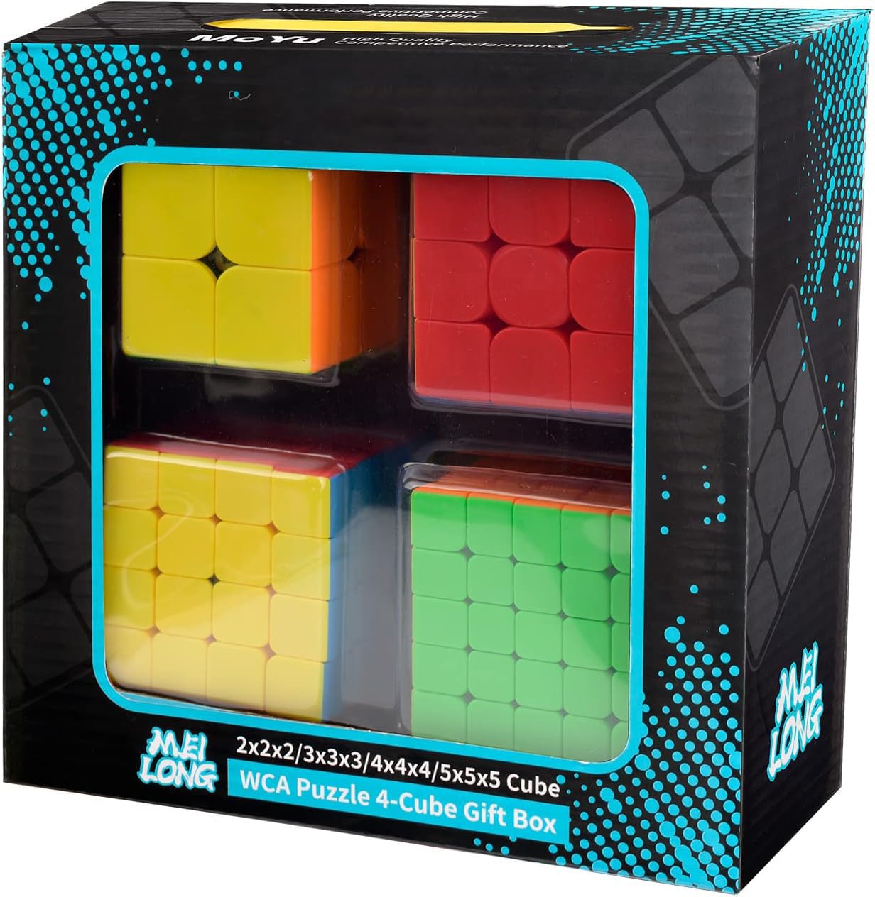 Gift box front view with cubes inside highlights convenient gift-ready packaging