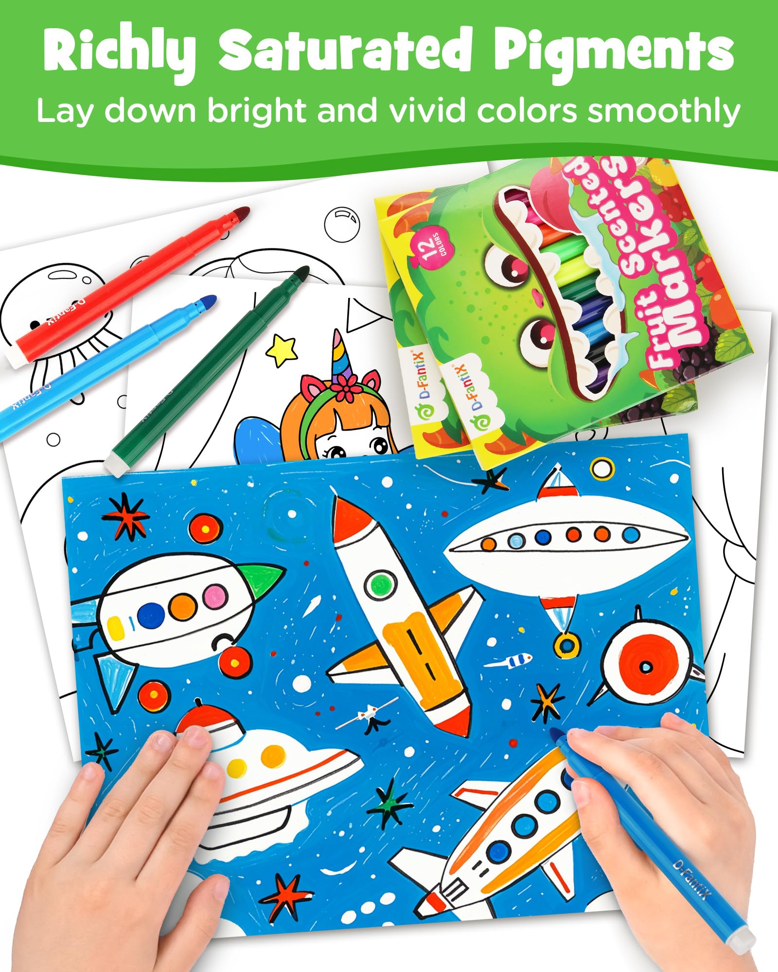 D-FantiX washable ink markers easy to clean from skin and clothing