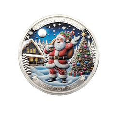 DFFDFF Red gift bag with Merry Christmas Santa enhances gifting appeal.