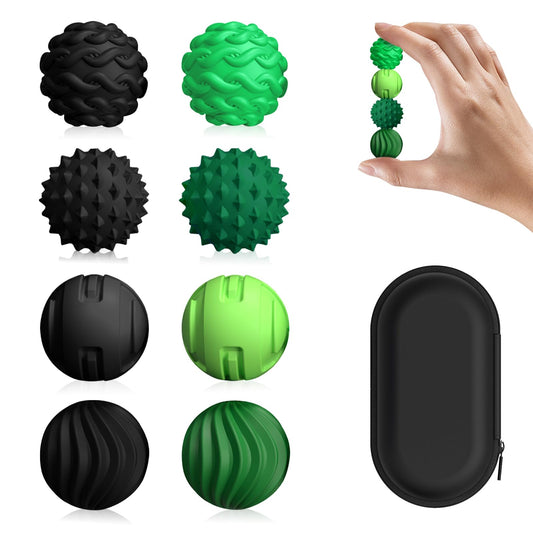 DGMDGS 8-pack silicone magnetic fidget balls with textured shells for focused desk use.