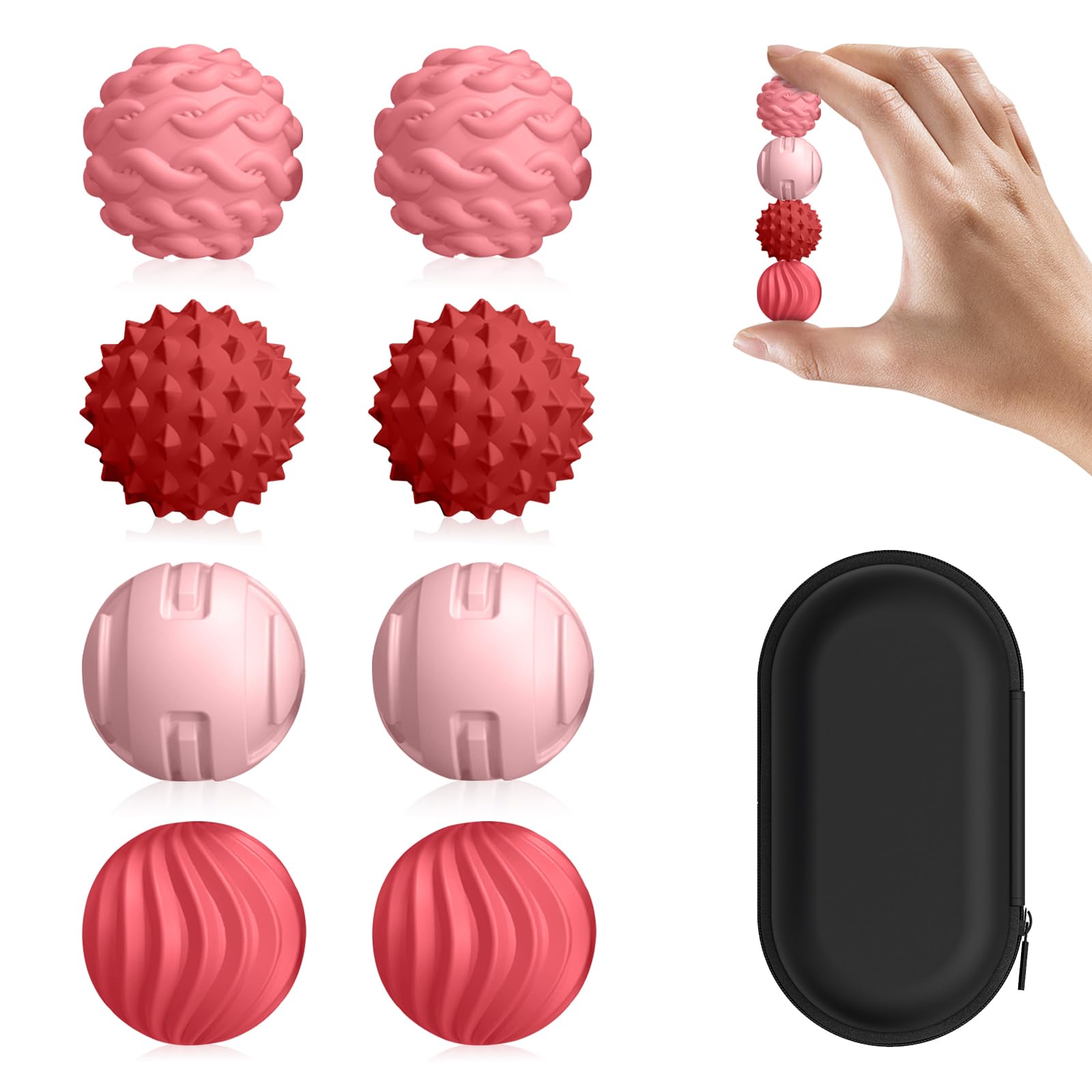 DGMDGS silicone magnetic fidget ball pink collection shows varied textures for tactile play