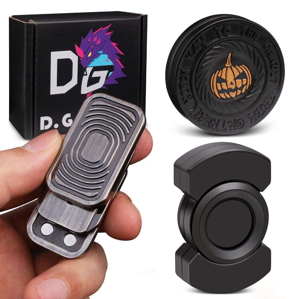 D.G.PLAYER fidget spinner in action, smooth spins for focus.
