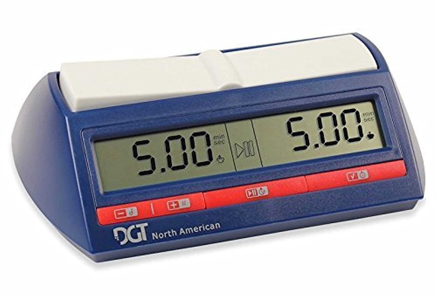 DGT North American chess clock front view with clear display for precise timing