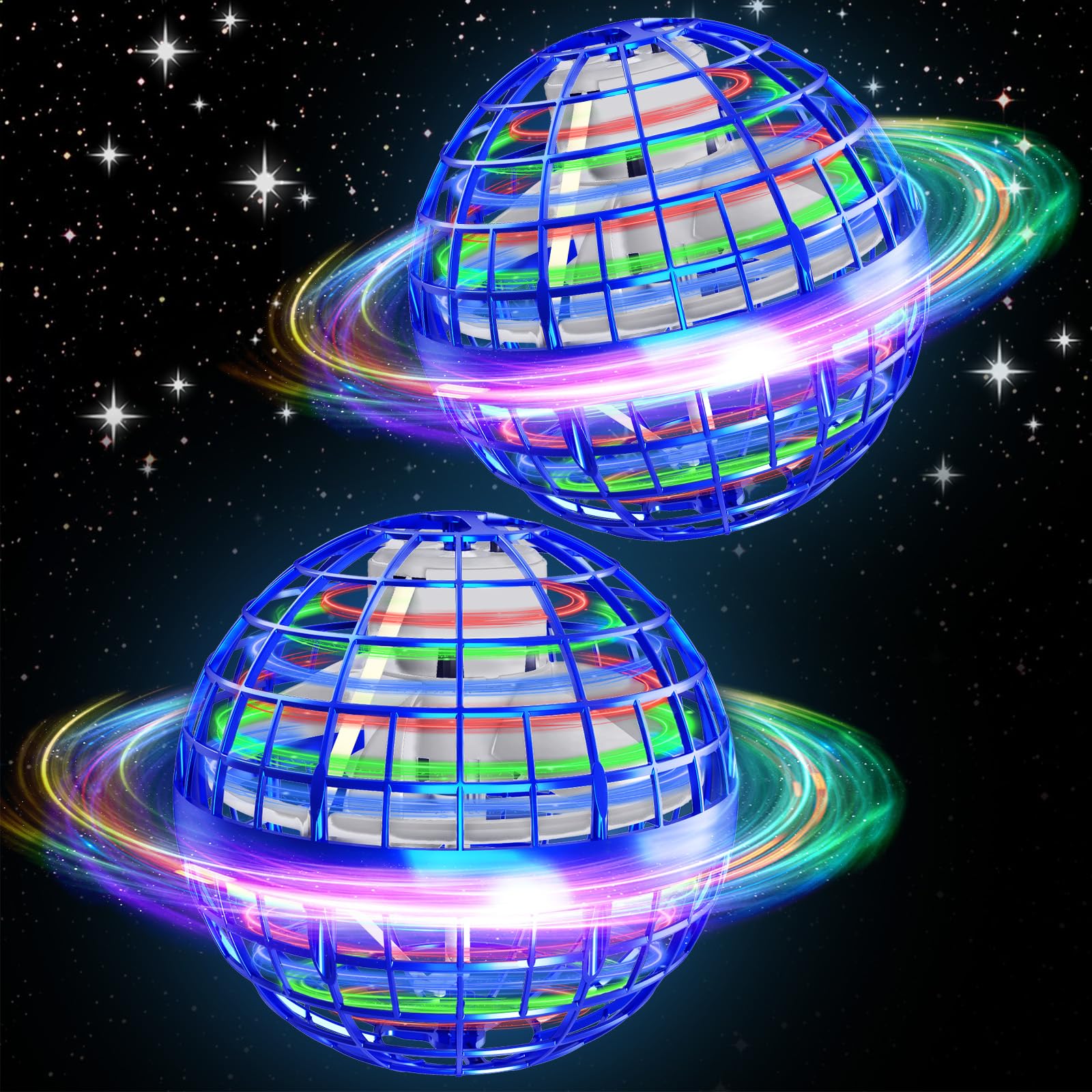 Dhapy Flying Orb Ball blue glow for night play and visual appeal.