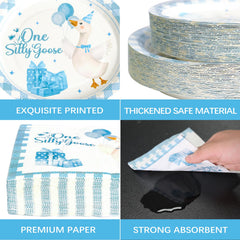 Dhnvcud Silly Goose napkins offer soft, absorbent cleanup for guests.