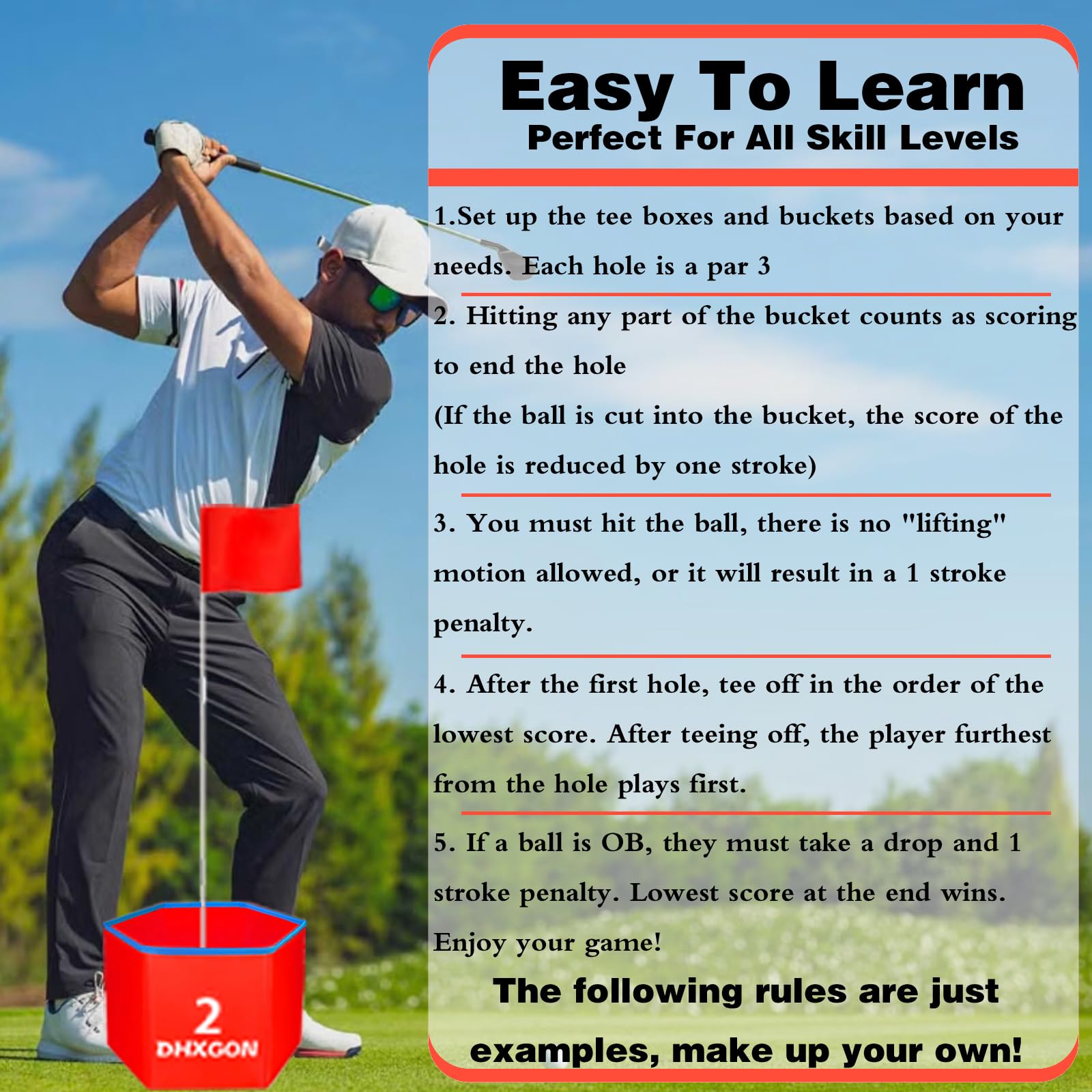 DHXGON Backyard Golf Game balls included for versatile play.