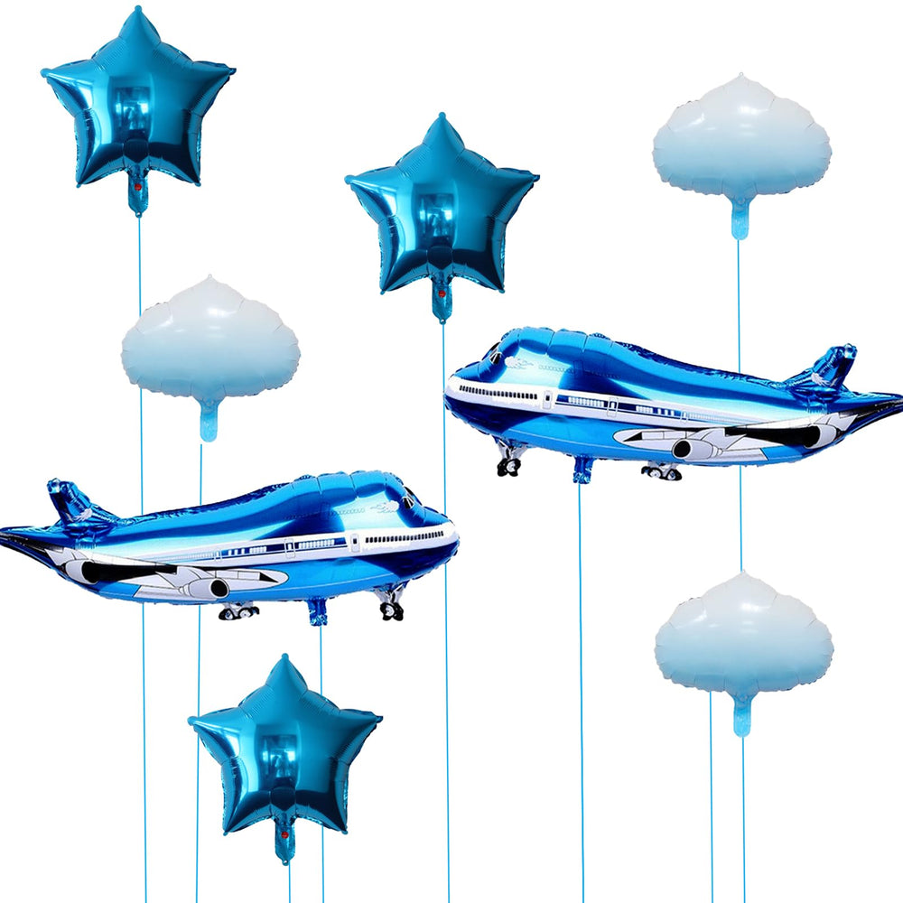 DIADARL blue airplane balloons pack for plane-themed parties with quick air assembly.