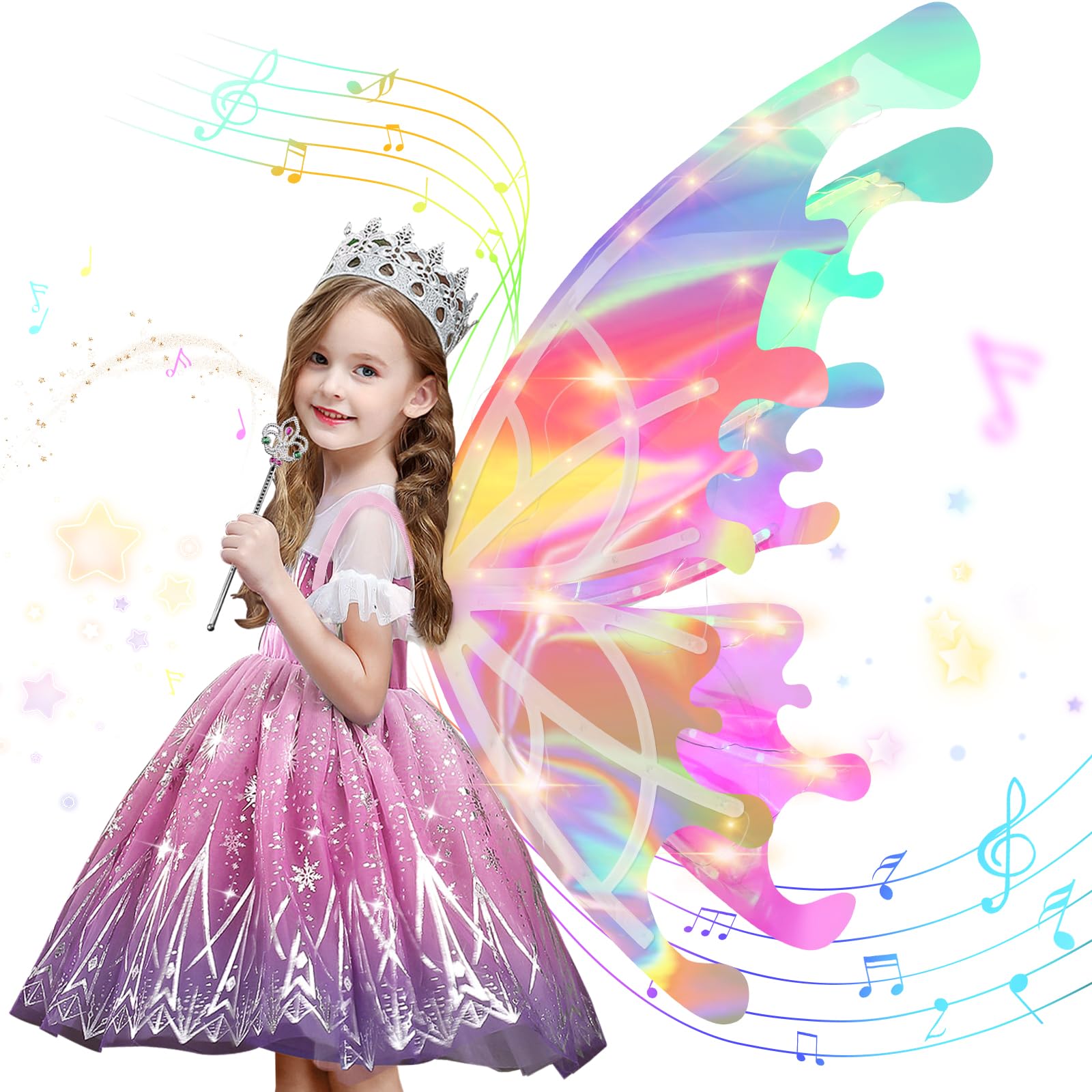 Diakud light up butterfly wings side view for imaginative dress-up