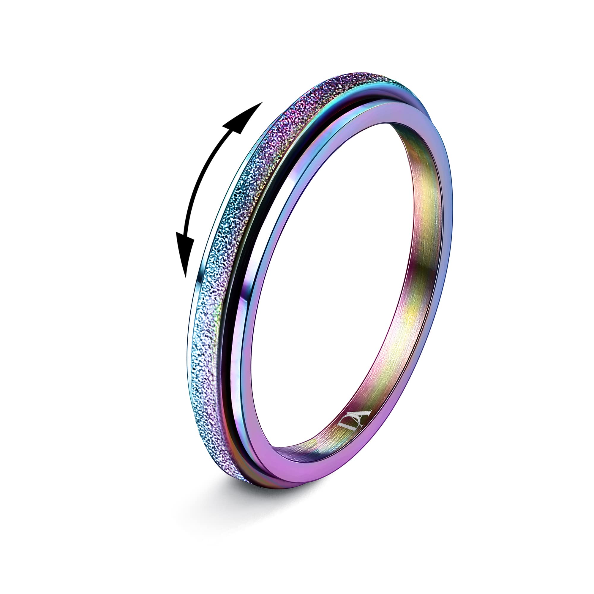 Diamday colorful fidget ring sandblast detail for calming sensation.