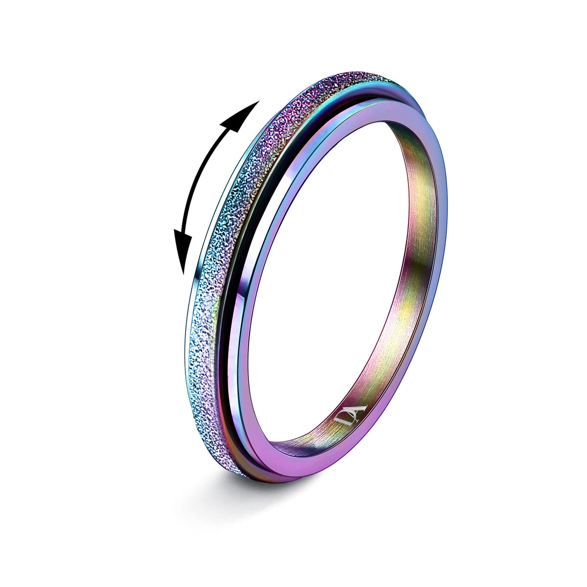 Diamday colorful fidget ring sandblast detail for calming sensation.