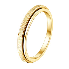 Diamday gold fidget ring outer view with sandblasted texture and finish
