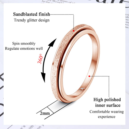 Diamday rose gold fidget ring worn on finger showing smooth spin.