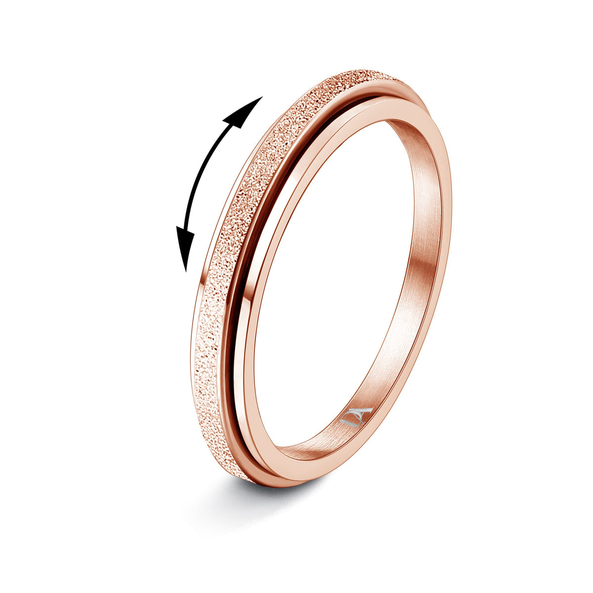 Diamday rose gold fidget ring sandblast finish for stylish focus on the go
