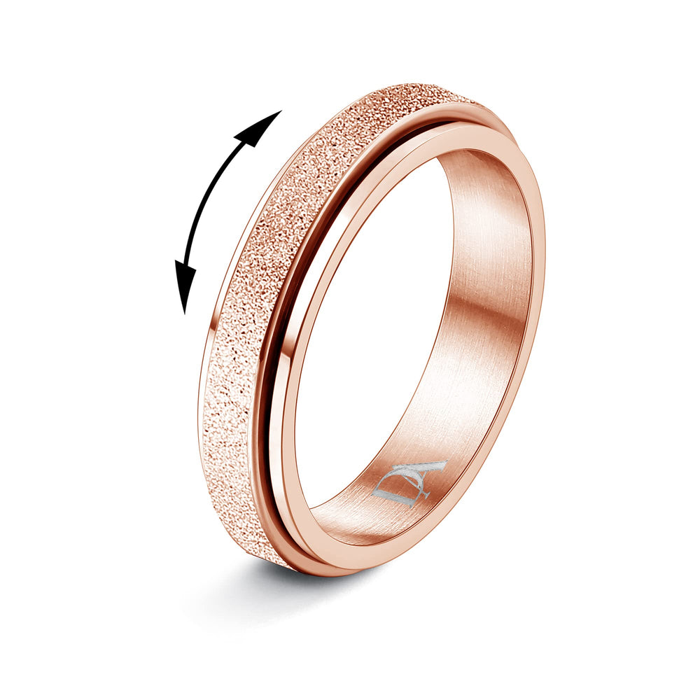 Diamday Rose Gold Fidget Ring with sandblasted texture for calm moments.