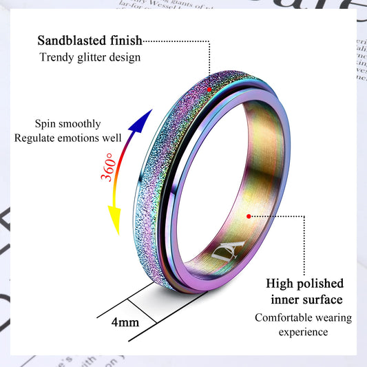 Diamday sandblasted anxiety ring with a smooth inner surface for comfortable daily wear.
