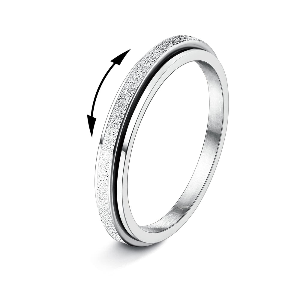 Diamday silver fidget ring in spin action for calm focus during work