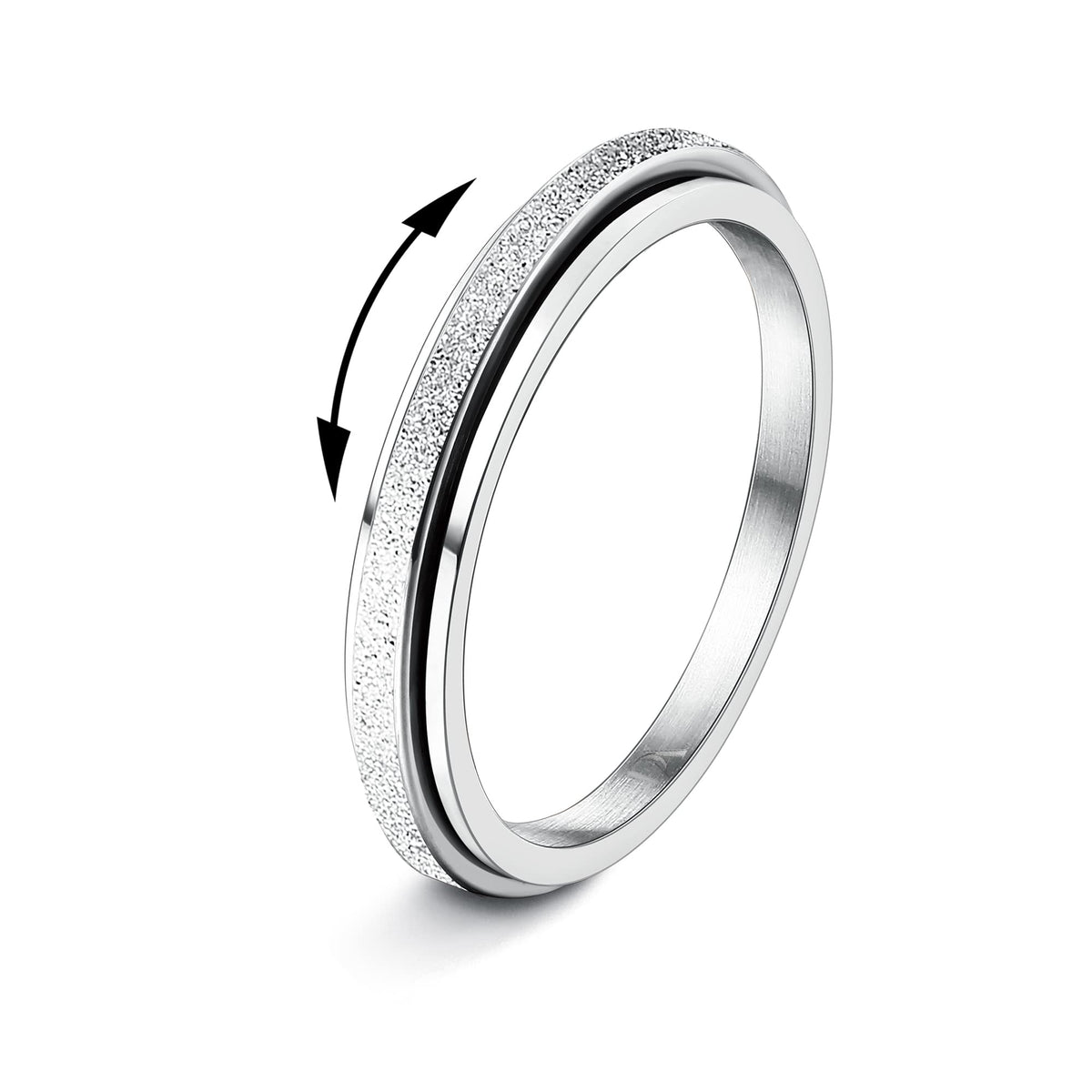 Diamday silver fidget ring in spin action for calm focus during work